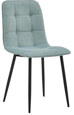 Colenis® Chaises de Salle à Manger Ela, Lin, Lot de 2, Turquoise, Chaise de Cuisine, Pieds en métal Stable, Chaise Chambre à Coucher, Chaise Salon