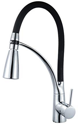 High Arc LED Ausziehbarer Küchenarmatur mit Sprüher, 360° Drehung Stretch Heiß- und Kaltwasser-Mischbatterie, Einhandgriff Messing Küchenspüle Wasserhahn, Glänzende Beschichtung