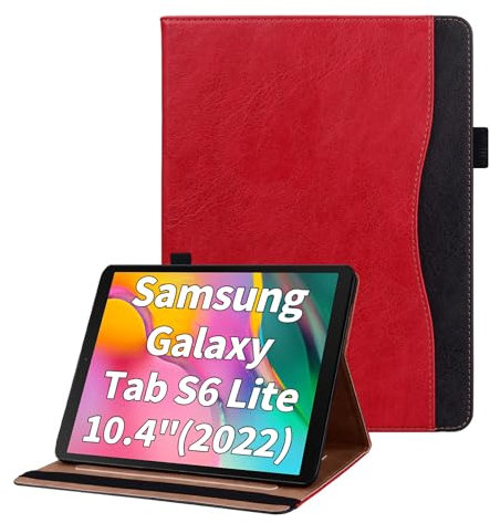 Cicili Funda Compatible con Samsung Galaxy Tab S6 Lite 10.4 2024/2022/2020 (P610 / P615), Cover PU Protector Soporte Función Carcasa, Rojo