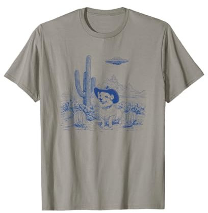 Corgi Western Adventure mit UFO-Hut T-Shirt