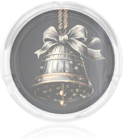 Runder Aschenbecher aus Glas, Weihnachtsglocke, mit rutschfester Unterseite, für Zuhause, Büro oder draußen, Schwarz