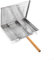 Entgoinggo Padella rettangolare per barbecue, in acciaio inox, con manico in legno da 15 cm, per barbecue all'aperto, campeggio, picnic, 30,5 x 25,5 cm (A)