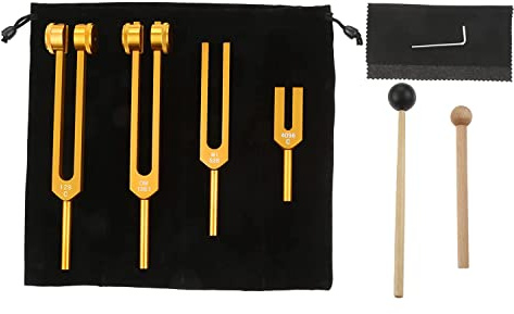 Qusedwey 4Pcs Tuning Fork Chakra Tuning Forks (4096C, MI528, 128C, OM136.1),Body Tuning Forks for Chakra Set, Sound
