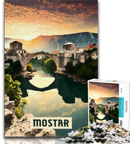 Mostar Puzzles für Erwachsene und Jugendliche, anspruchsvolles Spiel und Familienspiel, ganze Familie, 38x26cm