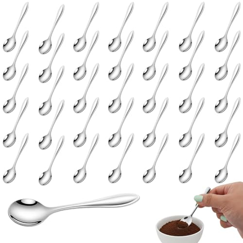 36 Stück Espressolöffel,Mini Espresso Löffels aus Edelstahl, Kleine Löffel für Espresso, Tee, Desserts, Ideal für Haushalt, Café, Restaurant,Espresso Löffel Klein