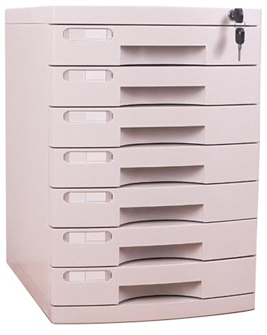 Abschließbare A4 Kunststoff Datei Aufbewahrungsbox - 7-lagiges Desktop-Dokument mit Schubladen, Büro-Aktenschrank für Papiere, Ordner & Zubehör - Platzsparende Lösung für Zuhause & Arbeitsplatz