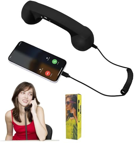 Retro Phone Handset, Retro Style Type-C Phone Handset Vintage Wired Plug in Handheld Cell Phone Receiver with Microphone & Speaker for Home Office