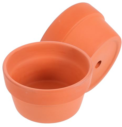 COHEALI Terracotta Flower Pots 2 Pack Drainage Hole 12.5X12.5X6.8Cm | Clay Material, Orange Color, Promotes Air Movement, Stimulates Root Growth, Small Plants