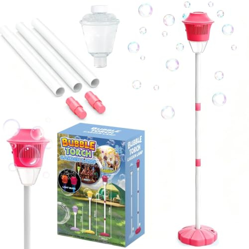 Automatische Seifenblasenmaschine,Seifenblasen Laterne,Seifenblasen Blume mit Licht & Musikstraßenform,Bubble Maschine,Höhenverstellbar,Seifenblasen-Fackel Gartenlampe Spielzeug für Party Hochzeit
