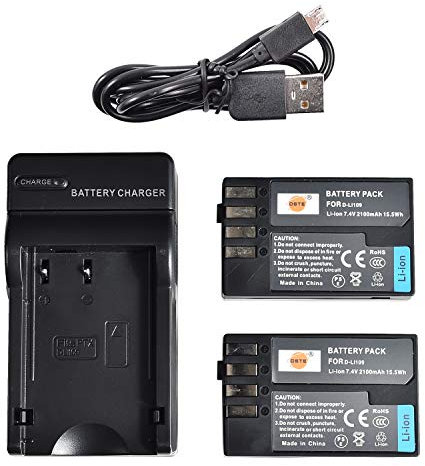 DSTE de 2 morceaux Batterie et 2 Canaux Dual USB Quick D-LI109 Chargeur Compatible pour Pentax K-r K 30 K 50 K de 500 K 2 K-S1 S2 K