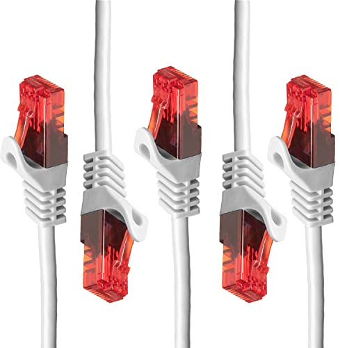 BIGtec 5 Stück – 10m LAN Kabel Netzwerkkabel Patchkabel Ethernet 2 x RJ45 Stecker High Speed weiß kompatibel zu Cat.5 Cat.6 Cat.7 Cat.8 Switch Router Modem Patchpanel Access Point Patchfeld