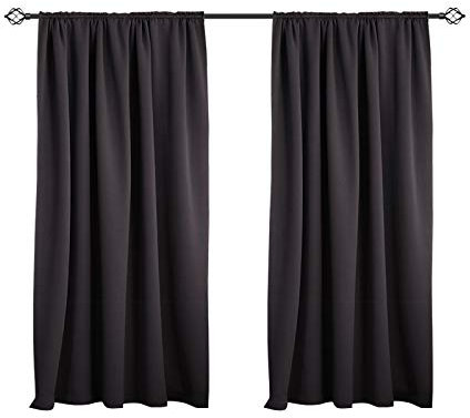 WOLTU 2er Set Gardinen, Verdunklungsvorhänge für Wohnzimmer Kinderzimmer, Blickdicht, Kräusebänder für Schiene, 250 g/m², kälteschutz lichtundurchlässig, 135 x 175 cm, Anthrazit