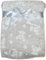 Baby-Wickeldecke für Jungen und Mädchen, Unisex, weiches Fleece, für Kinderwagen, Kinderbett, Babykorb, Grau mit Sternen-Teddy