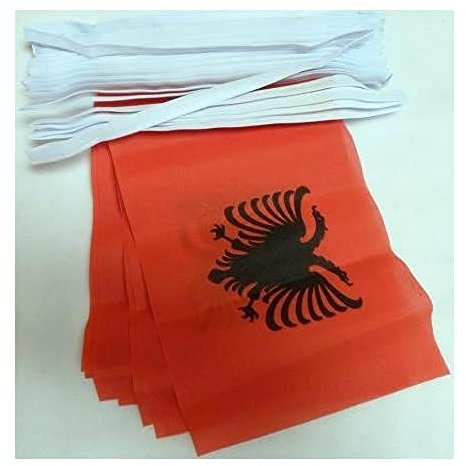 AZ FLAG Ghirlanda 6 Metri 20 Bandiere Albania 21x15cm, Bandiera Albanese 15 x 21 cm - Festone Bandierine