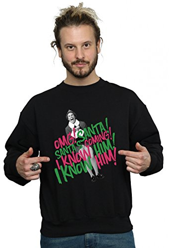 Elf Men's Santa's Coming Sweatshirt XXX-Large Black