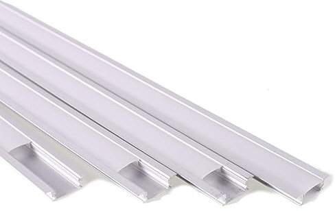 JANDEI – 4 x 1 Mètre Aluminium Profilés pour l'Installation Encastrée de Bandes à LED, Canal pour Lampes LED avec Diffuseur Semi-transparent. Avec Capuchons et Clips de montage (Gris)