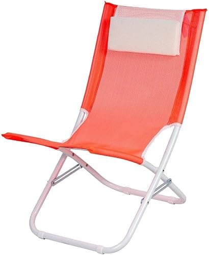 BAKAJI Spiaggina Mare Sedia a Sdraio Prendisole Spiaggia In Acciaio Pieghevole Con cuscino poggiastesta 68x48x72cm, Pieghevole (Fucsia)