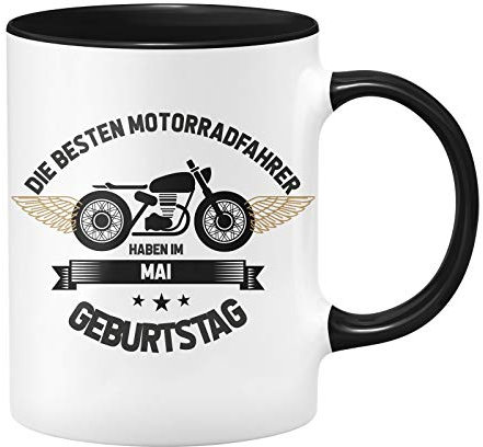 Motorrad Tasse - Die besten Motrradfahrer haben im Mai Geburtstag - Geschenk für Motorradfahrer, Motorradfans - Geburtstagsgeschenk/Geschenkideen für Männer - Monat wählbar (Mai)