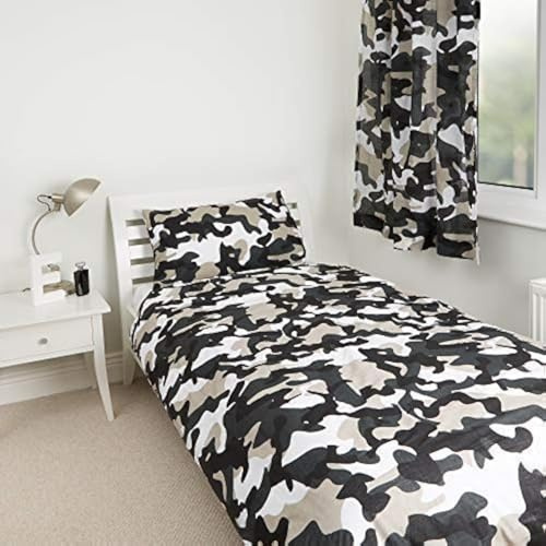 Zappi Co Bettbezug, graues Camouflage-Design, Kinder/Jungen/Mädchen, Schlafzimmer, Bettwäsche-Sortiment - Jedes Element separat erhältlich