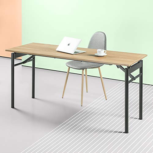 ZINUS Mare 160 cm Black Metal Folding Desk with Water Resistant Finish | Multipurpose Folding Table | Office Workstation | Zero Assembly