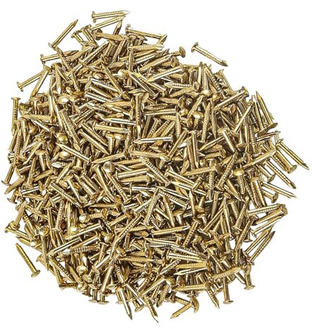 newlng Kleine Nägel Runde Kopf hölzernes Nagel-Antike Kleine Nägel Holz Handgefertigte Fadenbilder Hardware Zubehör Befestigungen 500 STÜCKE 1 X 10mm Gold