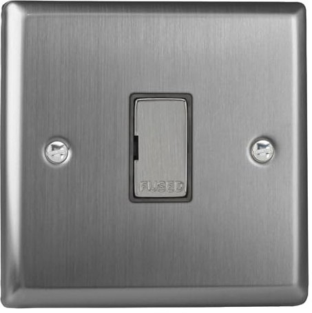 Varilight Unswitched Fused Spur - Classic Brushed Steel with Brushed Steel Insert, XT6UD