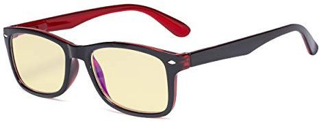 Eyekepper Blue Light Blocking Computer Glasses Women Men with Yellow Tinted Filter Lens - Classic Eyeglasses -Black Red