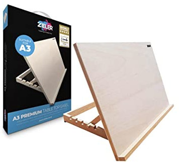 Chevalet/plateau de bureau ajustable de qualité supérieure pour tableaux - de Zieler®. Pour présentation, peinture, artisanat, calligraphie, croquis, dessin et planification - 5 angles différents A3