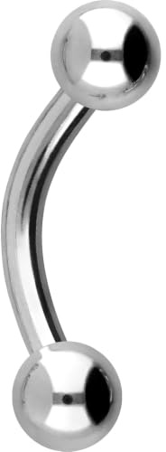 PIERCINGLINE Chirurgenstahl Banane | 2 KUGELN | Gebogener Piercing Stab für Augenbraue Intim Brust Ohr uvm. | Größen & Farbauswahl