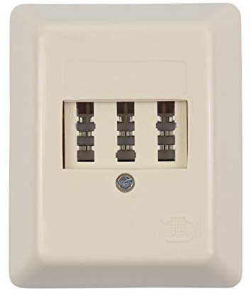 S/CONN maximum connectivity Telefondose TAE NFN - 3x6 - Anschlussdose - Aufputz AP - 1x Telefon + 2X Nebenstelle Fax AB Modem NTBA DSL-Splitter - beige