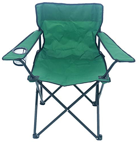 Meerweh 2er Set Anglerstuhl Faltstuhl Campingstuhl mit Armlehne und Getränkehalter praktisch robust leicht dunkelgrün