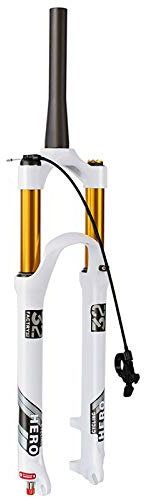 BESTSL Forcella Anteriore MTB da 26/27,5/29 Pollici con Regolazione dello Smorzamento Alluminio Leggero Forcella Aria Lega 9MM Rilascio Rapido Freno a Disco Corsa 120MM,26-TaperedLine