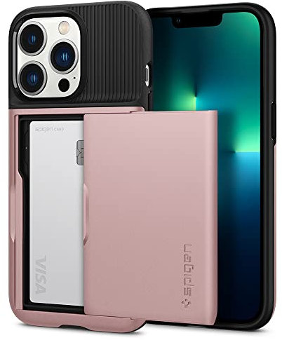 Spigen Slim Armor CS Hülle Kompatibel mit iPhone 13 Pro Kartenfach -Rose Gold