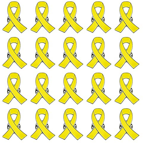 WANDIC 20 Broches à Ruban Jaune, Épingles en Métal Cancer des os Cancer de la Vessie Badge de soutien aux Otages, pour Conscience de l'espoir Activités d'Aide Sociale
