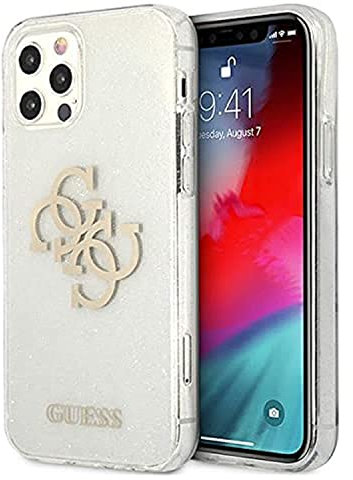 Guess GUHCP12LPCUGL4GTR Hülle für iPhone 12 Pro Max 6,7 transparent Glitter 4G Big Logo