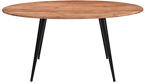 Miliboo Table à Manger Ovale en Bois Massif et métal Noir L160 cm OBALI