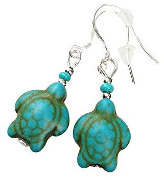 Ohrringe Schildkröte türkis in Schmuckbox