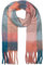 styleBREAKER Damen Web Strickschal mit buntem Karo Muster und langen dicken Fransen, warmer Winter, Stola 01017138, Farbe:Petrol-Altrose