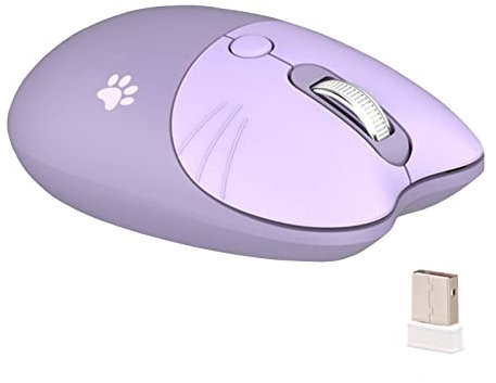 WREWING Souris sans fil silencieuse 2,4 GHz pour fille avec récepteur USB, 4 boutons programmables, 1000/1200/1600 DPI souris d'ordinateur pour PC/ordinateur portable/Windows7/8/10 (violet)