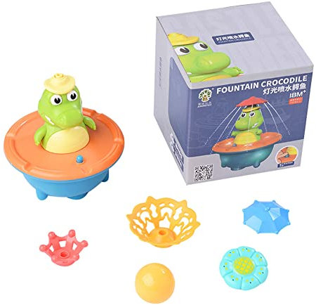 Jouet de Bain Bébé, Jouet de Bain Crocodile pour Enfants, 4 Modes Jouet Bain Électrique Pulvérisateur deau Arroseur, Lumière Clignotante Fontaine Jouet de Baignoire pour Garçon Filles
