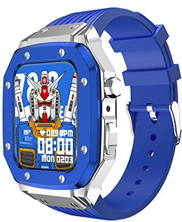 CZKE Casa de Reloj para Apple Watch Metal 44mm 45mm 42mm Strap Strap Metal Marco de Marco para la Serie IWatch 7 6 5 4 SE (Color : Blue, Size : 44MM)