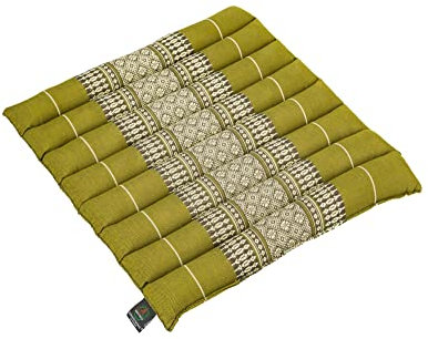 Handelsturm Sitzkissen (ca. 38 x 40) mit Füllung aus Kapok, traditionelles Thai-Design (bambusgrün), Feste, isolierende Auflage, perfekt als Sitzkissen, Stuhlkissen und Auflage für Bänke etc.