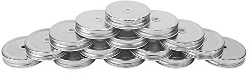 YUMIN 15 Packungen Freimaurer-Deckel aus Edelstahl, Strohloch, kompatibel mit Freimaurerglas