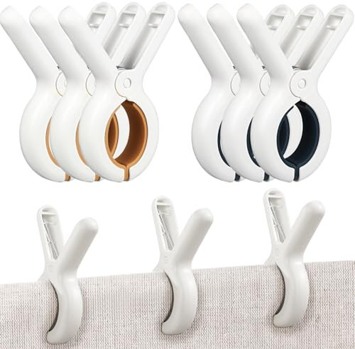 Alipis 12Pcs Beach Towel Clips, Windproof Drying Clothes Pegs for Beach Chairs Cruise, Quilt Washing Pegs Grip Clothespin for Pool Lounger, Sunbeds, Washing Line (Yellow + Blue)