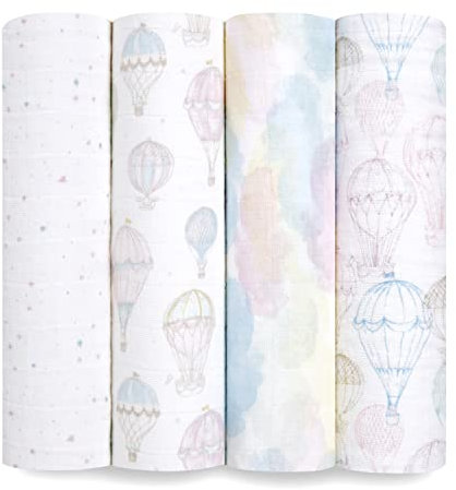 aden + anais™ große Bio-Baumwoll-Musselin-Pucktücher Above The Clouds in 4er-Packung
