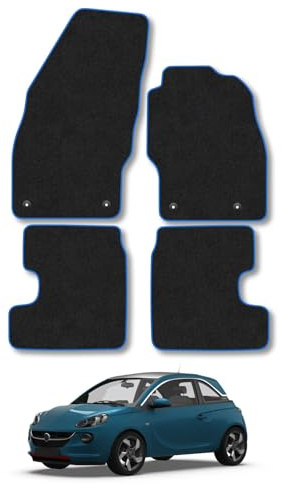 Vauxhall Adam (2013-2019) Carpet Car Mats | Blue Edge Trim Tailored Fit Floor Mats Full Coverage Protection Accessories Easy Clean Anti Slip Made in the UK