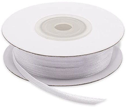 Decoraparty Doppeltes Satinband, weiß, 3 mm, satinierte Rolle für Gastgeschenke, Hochzeit, Taufe, Kommunion, Firmung, Zeremonie, 50 m