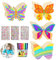 Schmetterling Holz Bastelset, 55 Stück Holz Basteln Kindergeburtstag Basteln mit Aquarellstiften/Diamanten Aufkleber, Bastelset Kinder Kreatives Geschenk für Mädchen, für DIY Kindermalerei (C)