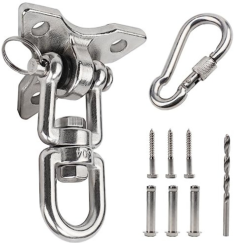 SWAWIS Gancho Techo 360° Rotación 500 KG Gancho Giratorio Acero Inoxidable Suministros para Colgar, Suspensión para Silla Colgante para Columpio, Hamaca, Yoga, Saco de Boxeo