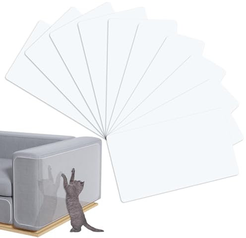 worahroe Katze Kratzschutz Selbstklebend 10 Stück, Sofa Kratzschutz Pad, Transparent Kratzschutz Möbelschutz Anti Kratz Folie für Katzen Kratzfolie Cat Hunde Couch Protector